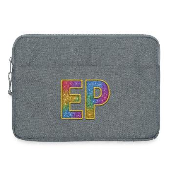 EP | Galaktischer Glitter-Initialschriftzug - Laptoptasche 15" - Grau meliert - Vorne