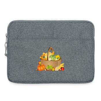 Panier d’automne aux citrouilles et fruits naturels - Sacoche pour ordinateur portable 15 pouces - gris chiné - Devant