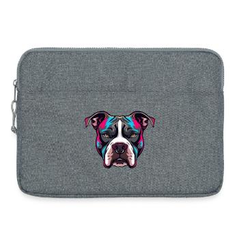 Neon Pitbull Portrait - Laptop bag 15" - heather grey - Front