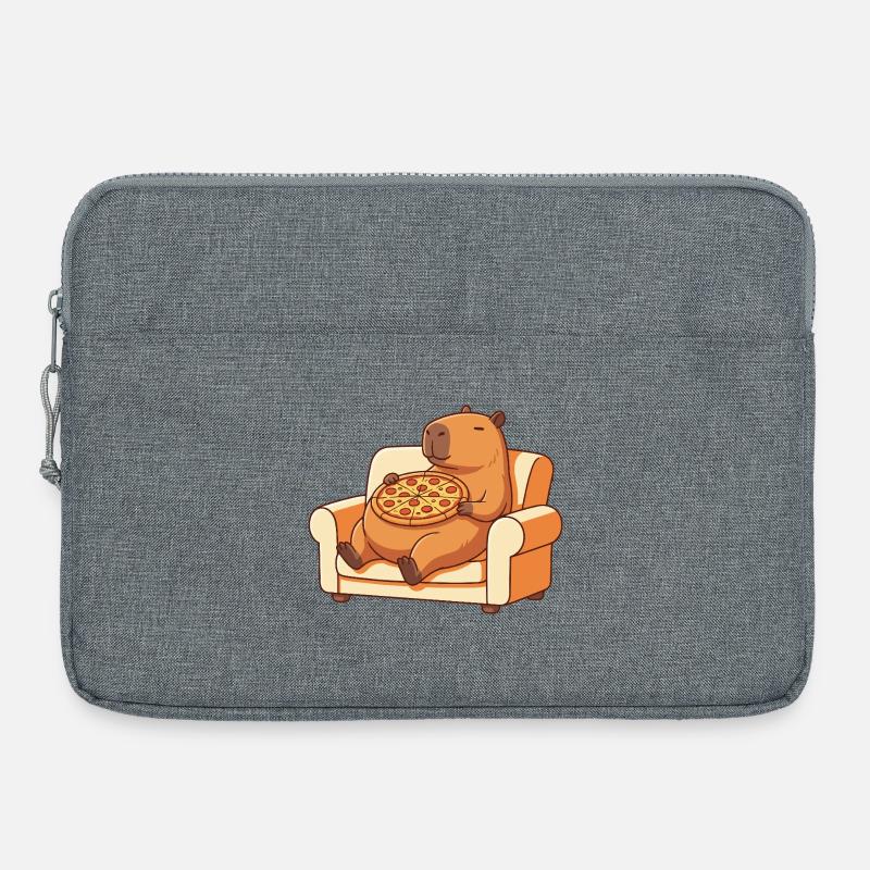 Pizza Capybara auf dem Sofa - Laptoptasche 15" - Grau meliert