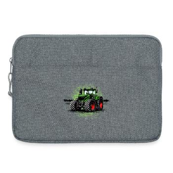 Grüner Traktor – Halftone rote felgen Traktorfans - Laptoptasche 15" - Grau meliert - Vorne