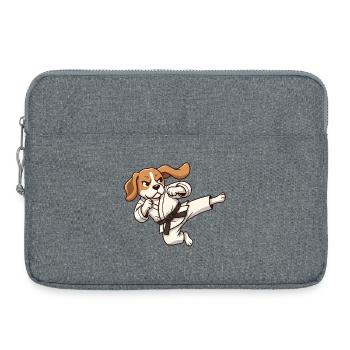Cool chien de coup de pied sauté de Kung-Fu Karate Rapetou - Sacoche pour ordinateur portable 15 pouces - gris chiné - Devant