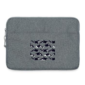 Schwarzweiße Orca Mustermuster - Laptoptasche 15" - Grau meliert - Vorne