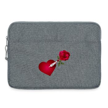 Dart arrow with rose and heart as a target - Laptop bag 15" - heather grey - Front