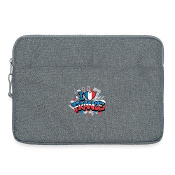 Drapeau Vibrant de la France Landmark Graffiti Design - Sacoche pour ordinateur portable 15 pouces - gris chiné - Devant