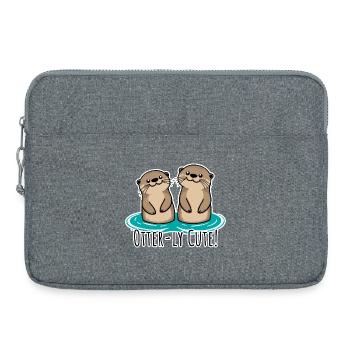 Such cute otters! Otter-ly cute otter friends! - Laptop bag 15" - heather grey - Front