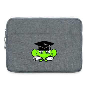 frog graduation high school diploma passed college cute - Laptop bag 15" - heather grey - Front