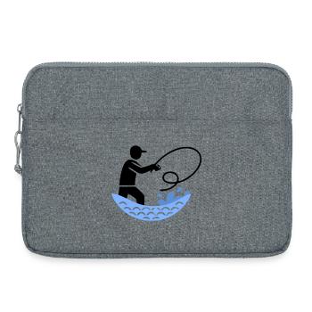 Angeln & Fischen | Petri Heil Hobby Logo - Laptoptasche 15" - Grau meliert - Vorne