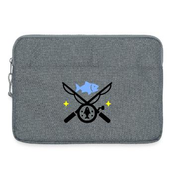 Angeln & Fischen | Petri Heil Hobby Logo - Laptoptasche 15" - Grau meliert - Vorne