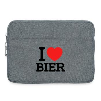 I love Bier (Farben änderbar) - Laptoptasche 15" - Grau meliert - Vorne