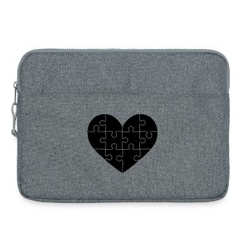 Cœur de puzzle – Conception de symboles de connexion et d’amour - Sacoche pour ordinateur portable 15 pouces - gris chiné - Devant