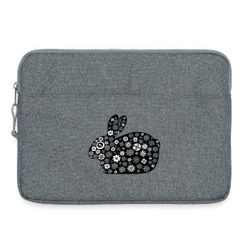 Schwarzes Kaninchen Blumenmuster - Laptoptasche 15" - Grau meliert - Vorne