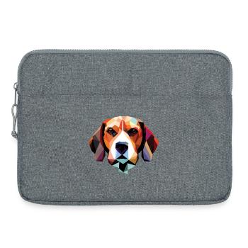 Polygone de chien beagle - Sacoche pour ordinateur portable 15 pouces - gris chiné - Devant