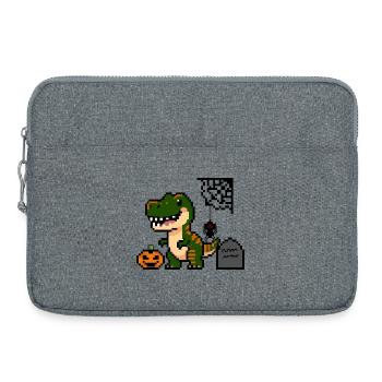 Pixel Art Dinosaures pour Halloween ! 🎃🦖 - Sacoche pour ordinateur portable 15 pouces - gris chiné - Devant