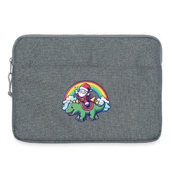 Dinosaur stegosaurus Santa Claus - Laptop bag 15" - heather grey - Front
