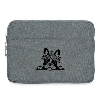 Bouledogue français - Sacoche pour ordinateur portable 15 pouces - gris chiné - Devant