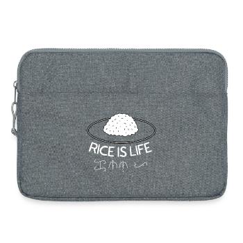 Rice Is Life Funny Food Lover Graphic Tee - Laptop bag 15" - heather grey - Front