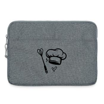 Chef Chopeau & Fouet Cœur - Cuisiner avec amour - Sacoche pour ordinateur portable 15 pouces - gris chiné - Devant
