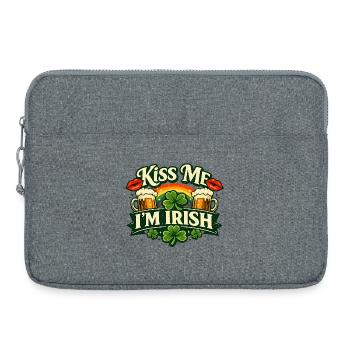 Embrasse-moi, je suis irlandais, St Patrick’s Design - Sacoche pour ordinateur portable 15 pouces - gris chiné - Devant