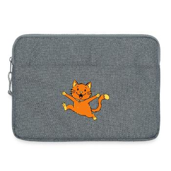 Fröhliche Cartoon Katze springend - Laptoptasche 15" - Grau meliert - Vorne