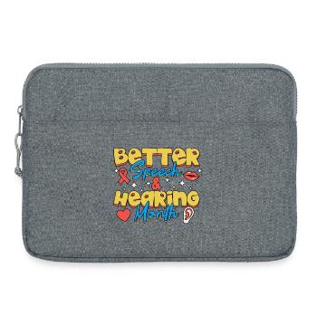 SLP Better Speech And Hearing Month Awareness - Laptop bag 15" - heather grey - Front