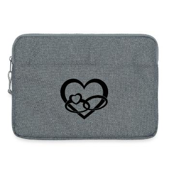 Cœur Noir & Bagues de mariage - Amour & Mariage - Sacoche pour ordinateur portable 15 pouces - gris chiné - Devant