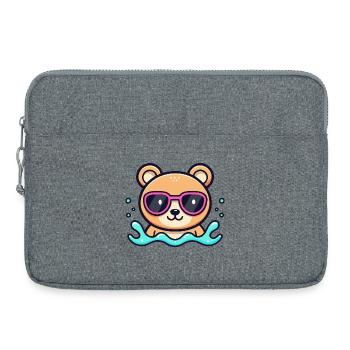 Ourson plage lunettes roses - Sacoche pour ordinateur portable 15 pouces - gris chiné - Devant