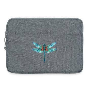 Art en mosaïque de libellules — Estampe aquarelle - Sacoche pour ordinateur portable 15 pouces - gris chiné - Devant