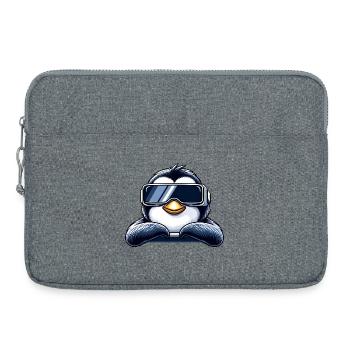 Cool Penguin Cartoon Gamer VR Relaxation Relax - Sacoche pour ordinateur portable 15 pouces - gris chiné - Devant