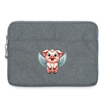 Cochon domestique comme ange avec des ailes - Sacoche pour ordinateur portable 15 pouces - gris chiné - Devant
