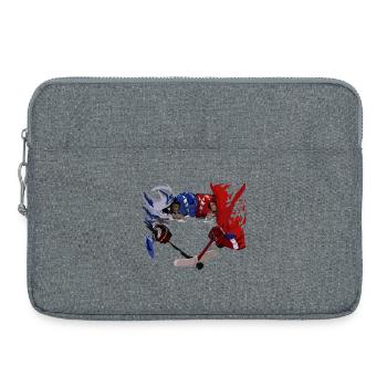 Duel de hockey sur glace Bleu Rouge - Sacoche pour ordinateur portable 15 pouces - gris chiné - Devant