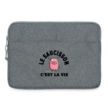 le saucisson c'est la vie humour - Sacoche pour ordinateur portable 15 pouces - gris chiné - Devant