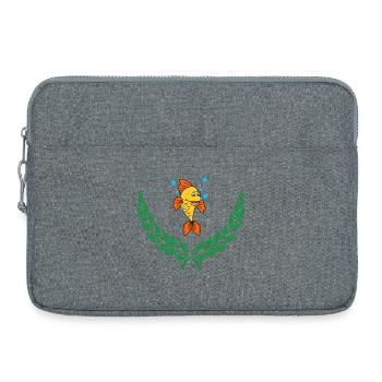 Fish in Green Laurel Wreath - Laptop bag 15" - heather grey - Front