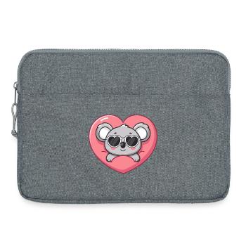 Koala Coeur et Lunettes Cool - Sacoche pour ordinateur portable 15 pouces - gris chiné - Devant