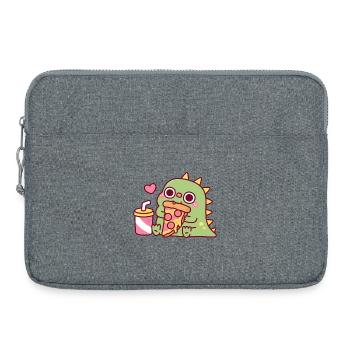 Un dinosaure mignon adore la part de pizza pepperoni - Sacoche pour ordinateur portable 15 pouces - gris chiné - Devant