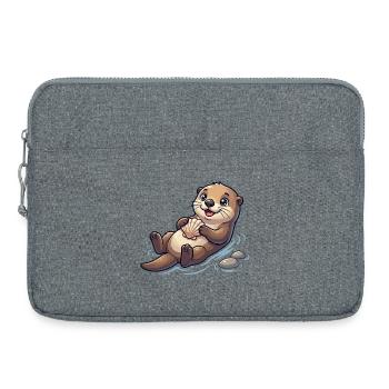 Otter with seashell on the beach - Laptop bag 15" - heather grey - Front