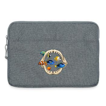 Aquarium Liebhaber Hai Gebiss Fische Ozean - Laptoptasche 15" - Grau meliert - Vorne