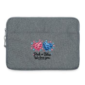 Rose ou bleu design de révélation du sexe du bébé We Love You - Sacoche pour ordinateur portable 15 pouces - gris chiné - Devant