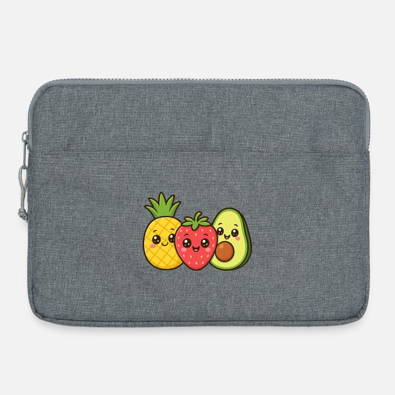 Kunterbuntes Obstfreunde Trio - Laptoptasche 15" - Grau meliert