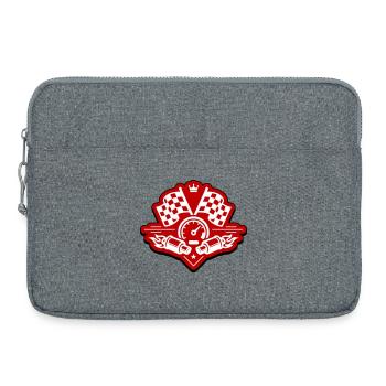 Drapeau de course, compteur de vitesse d'échappement - Sacoche pour ordinateur portable 15 pouces - gris chiné - Devant