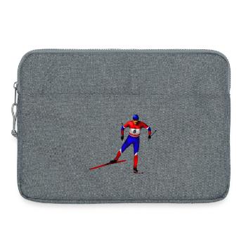 Skieurs Rouge Bleu Blanc – Style dynamique - Sacoche pour ordinateur portable 15 pouces - gris chiné - Devant