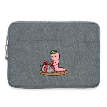 Petit ver avec cadeau - Sacoche pour ordinateur portable 15 pouces - gris chiné - Devant