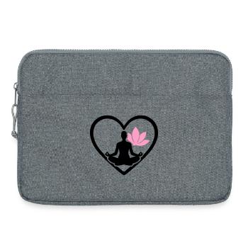 Yoga Femme Coeur Silhouette Lotus Bien-être - Sacoche pour ordinateur portable 15 pouces - gris chiné - Devant