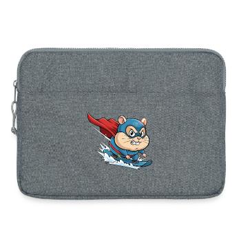 Dessin animé de super-héros hamster surf skate - Sacoche pour ordinateur portable 15 pouces - gris chiné - Devant