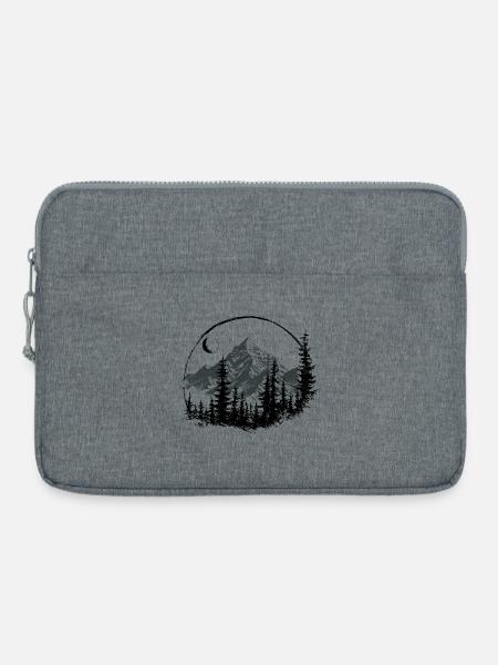Bergsilhouette mit Kiefern - Laptoptasche 15" - Grau meliert