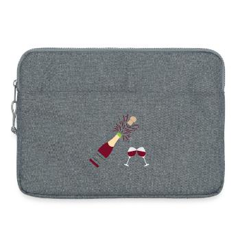 Bouteille de vin et verres à boire - Sacoche pour ordinateur portable 15 pouces - gris chiné - Devant