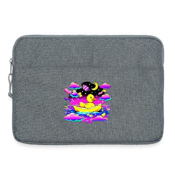 Colorful rubber duck in rainbow boat - Laptop bag 15" - heather grey - Front