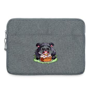 Pug mit Kuchen Cartoon - Laptoptasche 15" - Grau meliert - Vorne