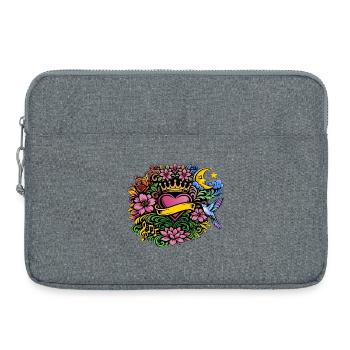 Colibri floral Heart Crown Design - Sacoche pour ordinateur portable 15 pouces - gris chiné - Devant