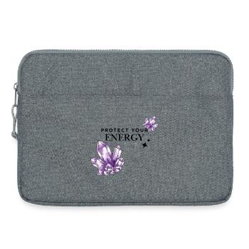 Violette Kristallcluster auf Schwarz - Laptoptasche 15" - Grau meliert - Vorne